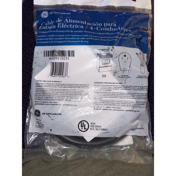 Brand New GE 4 Wire Black Range Power Cord - Picture 2 of 8